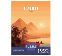 Jigsaw for Teenagers 1000 Pieces Cairo Egypt Pyramids Desert Landscape Adult Jigsaw Puzzle Relaxing Games Precision Cutting Fun at Home Activities, 70x50cm/1000pcs