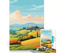 Jigsaw for Teenagers 1000 Pieces Calm Hills of Tuscany Art Tight Cut Fun Problem Solve Fun Relax Fun Time Christmas Art Display (38x52cm)