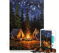 Jigsaw for Teenagers 1000 Pieces Campfire Under The Stars Flawless Edge Fun Mind Game Gift Cozy Fun Time Christmas Wall Art (50x75cm)