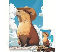 Jigsaw for Teenagers 1000 Pieces Capybara in A Cowboy Hat Flawless Edge Fun Mind Game Gift Cozy Fun Time Christmas Wall Art (38x52cm)