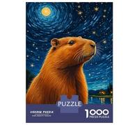 Jigsaw for Teenagers 1000 Pieces Capybara Starry Night Puzzle for Adults Relaxing Games Birthday Present Fun at Home Activities, 38x26cm/1000pcs