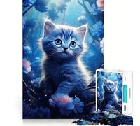 Jigsaw for Teenagers 1000 Pieces Cat And Flower Flawless Edge Fun Mind Game Gift Cozy Fun Time Christmas Wall Art (38x52cm)