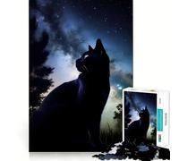 Jigsaw for Teenagers 1000 Pieces Cat Galaxy Animal Nature Tight Cut Fun Problem Solve Fun Relax Fun Time Christmas Art Display (50x75cm)