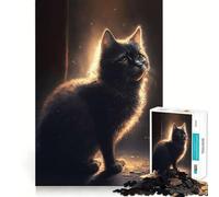 Jigsaw for Teenagers 1000 Pieces Cat In The Shadows Tight Cut Fun Problem Solve Fun Relax Fun Time Christmas Art Display (38x52cm)