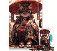 Jigsaw for Teenagers 1000 Pieces Cat Kimono Japan Cute Flawless Edge Fun Mind Game Gift Cozy Fun Time Christmas Wall Art (50x75cm)