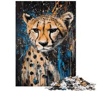 Jigsaw for Teenagers 1000 Pieces Cheetah Splendor Hands-on Game Pattern Assembly Educational Toy Artists Collection, Fine Art Size 75x50cm