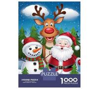 Jigsaw for Teenagers 1000 Pieces Christmas Santa Reindeer Snowman Puzzle for Adults Relaxing Games Birthday Present Fun at Home Activities, 52x38cm/1000pcs
