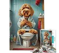 Jigsaw for Teenagers 1000 Pieces Cockapoo on The Toilet Educational Challenge Presents for Women Educational Game for Ages 14 And over (50X75cm)