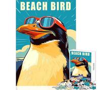 Jigsaw for Teenagers 1000 Pieces Cool Penguin Beach Bird Jigsaw for Teenagers Pattern Assembly Every Piece Is Unique - Unique Birthday And Gifts (38x52cm)