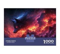 Jigsaw for Teenagers 1000 Pieces Cosmic Wolf with Fiery Nebula Puzzles for Adults Toy Wall Decor Analysis And Logic Christmas Birthday Gifts 52x38cm/1000pcs