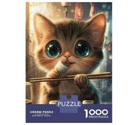 Jigsaw for Teenagers 1000 Pieces Cute Cat Eating Sushi Puzzles for Adults Toy Wall Decor Analysis And Logic Christmas Birthday Gifts 52x38cm/1000pcs