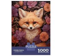 Jigsaw for Teenagers 1000 Pieces Cute Fox in Fall Flowers Puzzles for Adults Toy Wall Decor Analysis And Logic Christmas Birthday Gifts 52x38cm/1000pcs