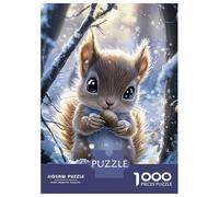 Jigsaw for Teenagers 1000 Pieces Cute Squirrel in Winter Puzzles for Adults Toy Wall Decor Analysis And Logic Christmas Birthday Gifts 38x26cm/1000pcs