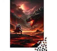 Jigsaw for Teenagers 1000 Pieces Dragon Vs Knight Fantasy Art Print Jigsaw Puzzle DIY Toys Staycation Kill Time Unique Birthday And Xmas Gifts 38x26cm/1000pcs