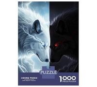 Jigsaw for Teenagers 1000 Pieces Dual Wolves Light And Dark Puzzles for Adults Toy Wall Decor Analysis And Logic Christmas Birthday Gifts 52x38cm/1000pcs