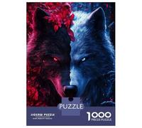Jigsaw for Teenagers 1000 Pieces Dual Wolves Red And Blue Puzzles for Adults Toy Wall Decor Analysis And Logic Christmas Birthday Gifts 70x50cm/1000pcs