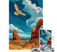 Jigsaw for Teenagers 1000 Pieces Eagle Soaring over Desert Landscape Family Game Tough Challenge Toy Wall Decor Artists Collection, Fine Art (38X52CM)