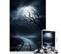 Jigsaw for Teenagers 1000 Pieces Eerie Moonlight Road Puzzles for Teenagers Precision Cutting Difficult And Challenge Brainteaser Family Games (50x75cm)