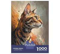 Jigsaw for Teenagers 1000 Pieces Elegant Bengal Cat Portrait Jigsaw for Adults Relaxing Games Birthday Present Christmas Birthday Gifts 70x50cm/1000pcs