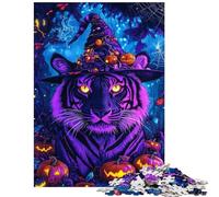 Jigsaw for Teenagers 1000 Pieces Enchanted Halloween Tiger Hands-on Game Pattern Assembly Educational Toy Artists Collection, Fine Art Size 38x52cm