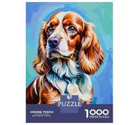 Jigsaw for Teenagers 1000 Pieces English Cocker Spaniel Portrait Painting Puzzle for Adults Hands-on Game Home Decoration Fun at Home Activities, 52x38cm/1000pcs