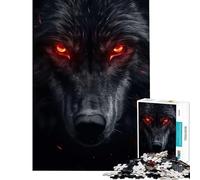 Jigsaw for Teenagers 1000 Pieces Evil Black Wolf Portrait Educational Challenge Presents for Women Educational Game for Ages 14 And over (38X52CM)