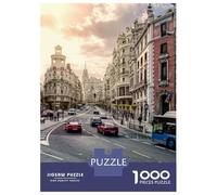 Jigsaw for Teenagers 1000 Pieces Famous Gran Vía, Madrid, Spain Puzzle for Adults Relaxing Games Birthday Present Fun at Home Activities, 70x50cm/1000pcs