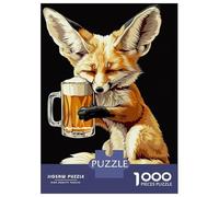 Jigsaw for Teenagers 1000 Pieces Fennec Fox Beer Jigsaw for Adults Relaxing Games Birthday Present Christmas Birthday Gifts 52x38cm/1000pcs
