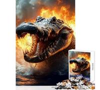 Jigsaw for Teenagers 1000 Pieces Fiery Crocodile Emerging from Water Jigsaw Puzzles 1000 Brain Teaser Game Secret Santa Gifts Family Activities (50x75cm)