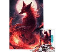 Jigsaw for Teenagers 1000 Pieces Fiery Fox Under The Moon Challenging To Complete A Work of Art Educational Toy Suitable for People Aged 14 And Above (50x75cm)