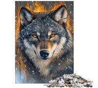 Jigsaw for Teenagers 1000 Pieces Flame And Frost Wolf Hands-on Game Pattern Assembly Educational Toy Artists Collection, Fine Art Size 38x52cm