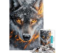 Jigsaw for Teenagers 1000 Pieces Flame & Frost Wolf Puzzles for Teenagers Precision Cutting Difficult And Challenge Brainteaser Family Games (Size 50x75cm)