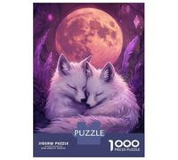Jigsaw for Teenagers 1000 Pieces Foxes Under The Moon Puzzle for Adults Relaxing Games Birthday Present Fun at Home Activities, 38x26cm/1000pcs