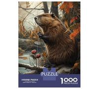 Jigsaw for Teenagers 1000 Pieces Funny Beaver Catching Fish Jigsaw for Adults Relaxing Games Birthday Present Christmas Birthday Gifts 38x26cm/1000pcs