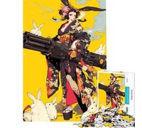 Jigsaw for Teenagers 1000 Pieces Geisha Bunny Gunner Help The Brain Exercise Home Decoration Impossible Game for Age 14+ Game (38x26cm)