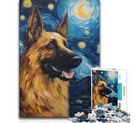 Jigsaw for Teenagers 1000 Pieces German Shepherd Van Gogh Analysis And Logic Educational Games for And 14 Years And over 38x52cm