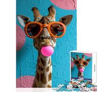 Jigsaw for Teenagers 1000 Pieces Giraffe Bubblegum Jigsaw for Teenagers Pattern Assembly Every Piece Is Unique - Unique Birthday And Gifts (38x26cm)