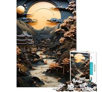Jigsaw for Teenagers 1000 Pieces Golden Japanese Eclipse Fun Activities at Home Perfect Decoration Brain Teaser Game for 14+ Puzzle Game Offered (38x26cm)