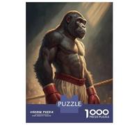 Jigsaw for Teenagers 1000 Pieces Gorilla Boxer in Ring Jigsaw for Adults Relaxing Games Birthday Present Christmas Birthday Gifts 52x38cm/1000pcs