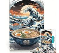 Jigsaw for Teenagers 1000 Pieces Grate Ramen Wave Tsunami, Hands-on Game, Fun Activities at Home, with Matching Poster And Trivia Sheet 50X75CM