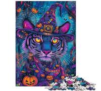 Jigsaw for Teenagers 1000 Pieces Halloween Tiger Magic Hands-on Game Pattern Assembly Educational Toy Artists Collection, Fine Art Size 38x52cm