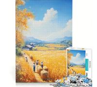 Jigsaw for Teenagers 1000 Pieces Harvest in The Fields, Hands-on Game, Fun Activities at Home, with Matching Poster And Trivia Sheet 38X26CM