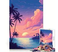 Jigsaw for Teenagers 1000 Pieces Hawaii Beach Cove Pixel Exact Edge Art Logic Fun Toy Cozy Time Game Birthday Decor Gift (50x75cm)