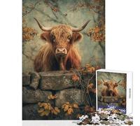 Jigsaw for Teenagers 1000 Pieces Highland Cow Scotland Hands-on Game Presents for Women Educational Toy Christmas Birthday Gifts (50X75CM)