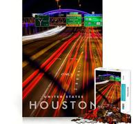 Jigsaw for Teenagers 1000 Pieces Houston City Skyline Tight Fit Play Brain Teasing Play Leisure Fun Time Christmas Art Gift (50x75cm)