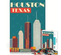 Jigsaw for Teenagers 1000 Pieces Houston Texas Tight Fit Play Brain Teasing Play Leisure Fun Time Christmas Art Gift (38x52cm)