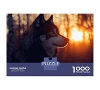 Jigsaw for Teenagers 1000 Pieces Husky in Sunset Puzzles for Adults Toy Wall Decor Analysis And Logic Christmas Birthday Gifts 52x38cm/1000pcs