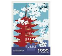 Jigsaw for Teenagers 1000 Pieces Japan Pagoda Cherry Blossom Travel Jigsaw for Adults Hands-on Game Precision Cutting Fun Activities at Home 38x26cm/1000pcs