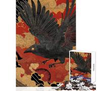 Jigsaw for Teenagers 1000 Pieces Japanese Crow Art with Temple Practical Game Perfect Decoration Anti-Stress Toys Christmas Birthday Gifts (38x52cm)