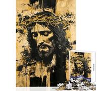 Jigsaw for Teenagers 1000 Pieces Jesus Christ Portrait Practical Game Perfect Decoration Anti-Stress Toys Christmas Birthday Gifts (50x75cm)